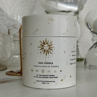 Sun Crystal Candle with Citrine and Yellow Jade - 7.01oz Empowerment & Vitality, Hand Poured Natural Soy
