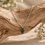 Chlorastrolite (Isle Royale Michigan Greenstone) Necklace - 18" Dainty Twist - Oval Prong Claw Set Pendant - Sterling Silver