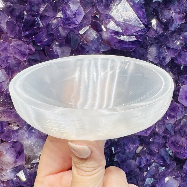 Selenite (Satin Spar Gypsum) Charging Bowls Dishes - 4" Eye Pointed Oval