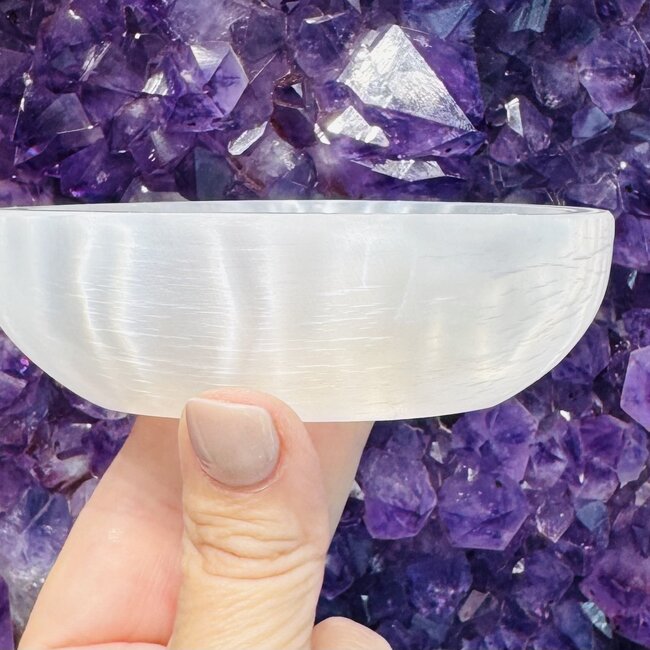 Selenite (Satin Spar Gypsum) Charging Bowls Dishes - 4" Eye Pointed Oval