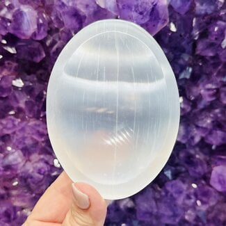 Selenite (Satin Spar Gypsum) Charging Bowls Dishes - 4" Eye Pointed Oval