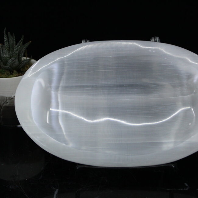 Selenite (Satin Spar Gypsum) Charging Bowls Dishes - 12" Oval Large Teardrop