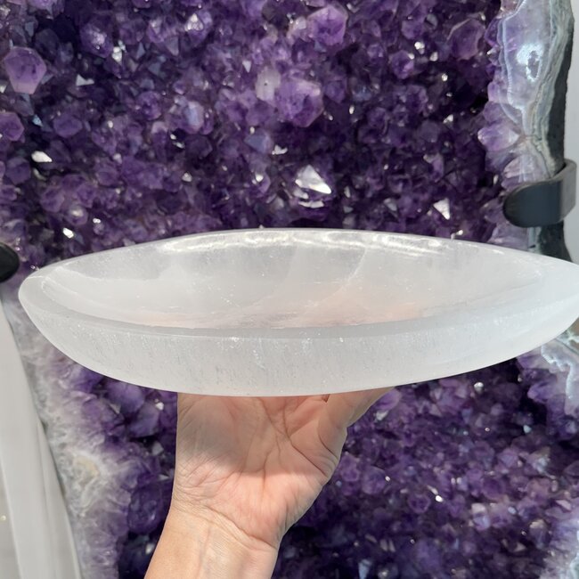 Selenite (Satin Spar Gypsum) Charging Bowls Dishes - 12" Oval Large Teardrop