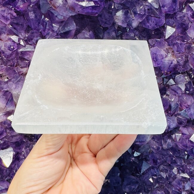 Selenite (Satin Spar Gypsum) Charging Bowls Dishes - 4" Square