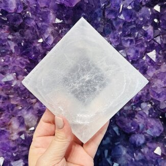 Selenite (Satin Spar Gypsum) Charging Bowls Dishes - 4" Square