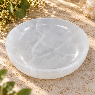 Selenite (Satin Spar Gypsum) Charging Bowls Dishes - Round Large 8" Large