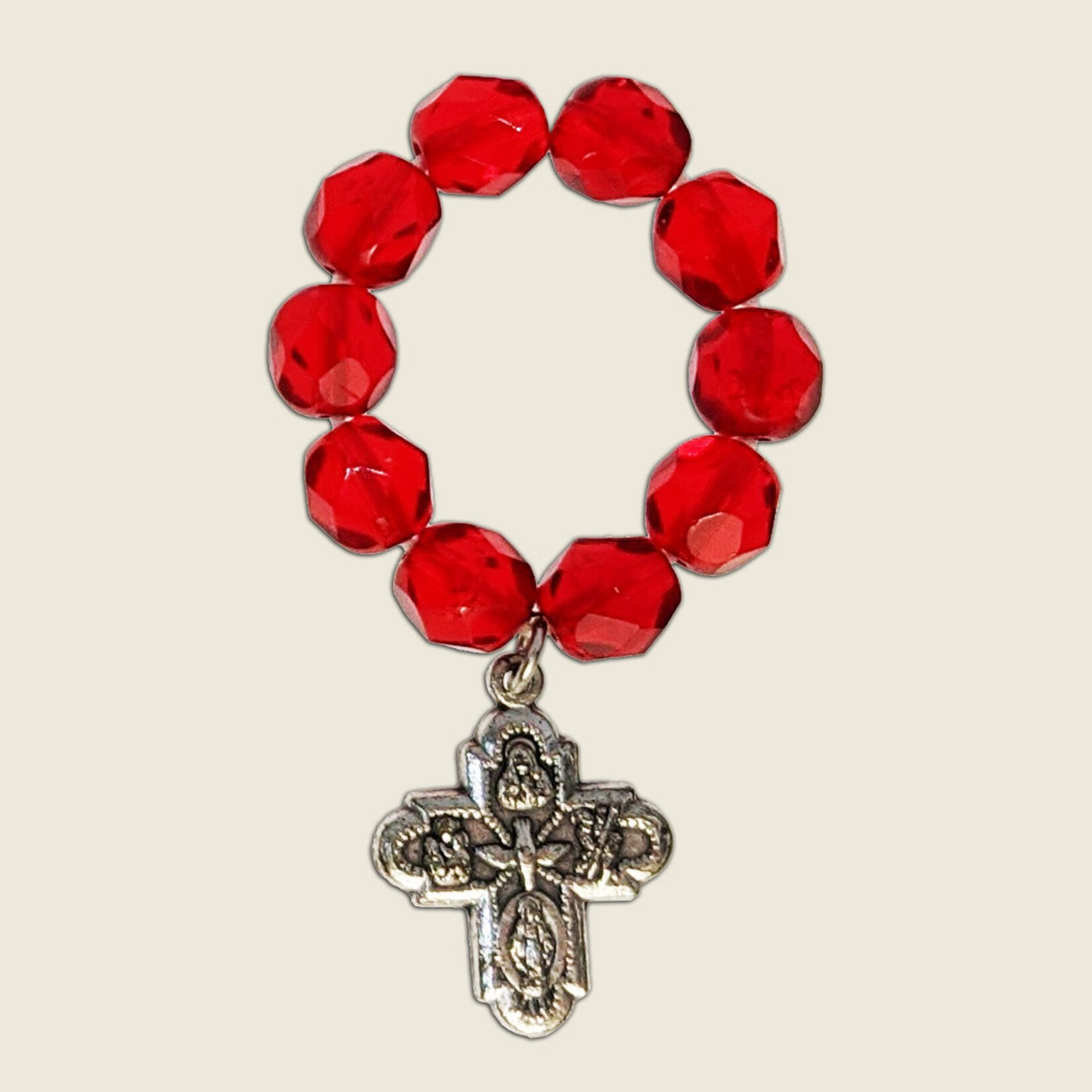 Red Crystal Finger Rosary