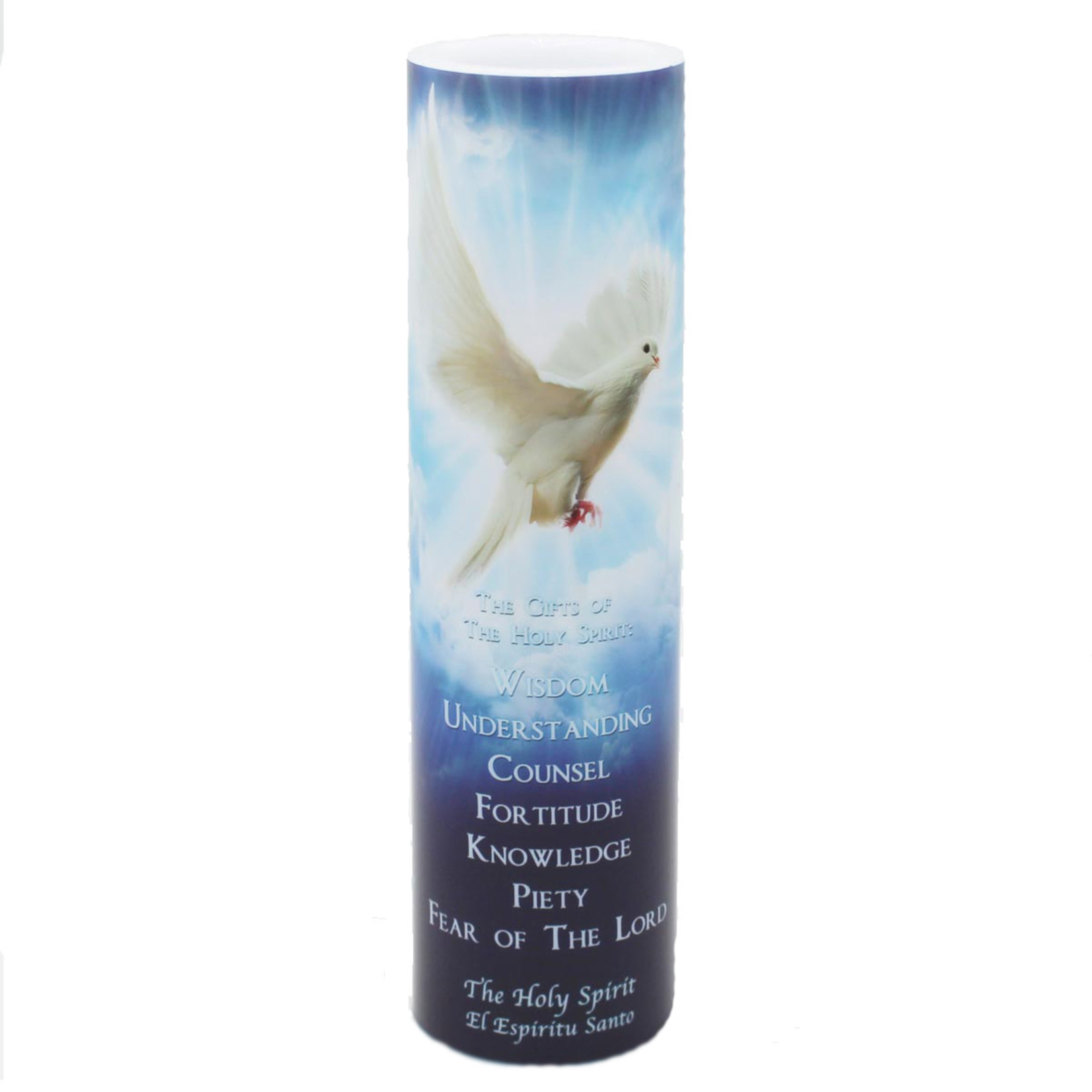 8040 - Holy Spirit (Blue) Battery Operated Candle