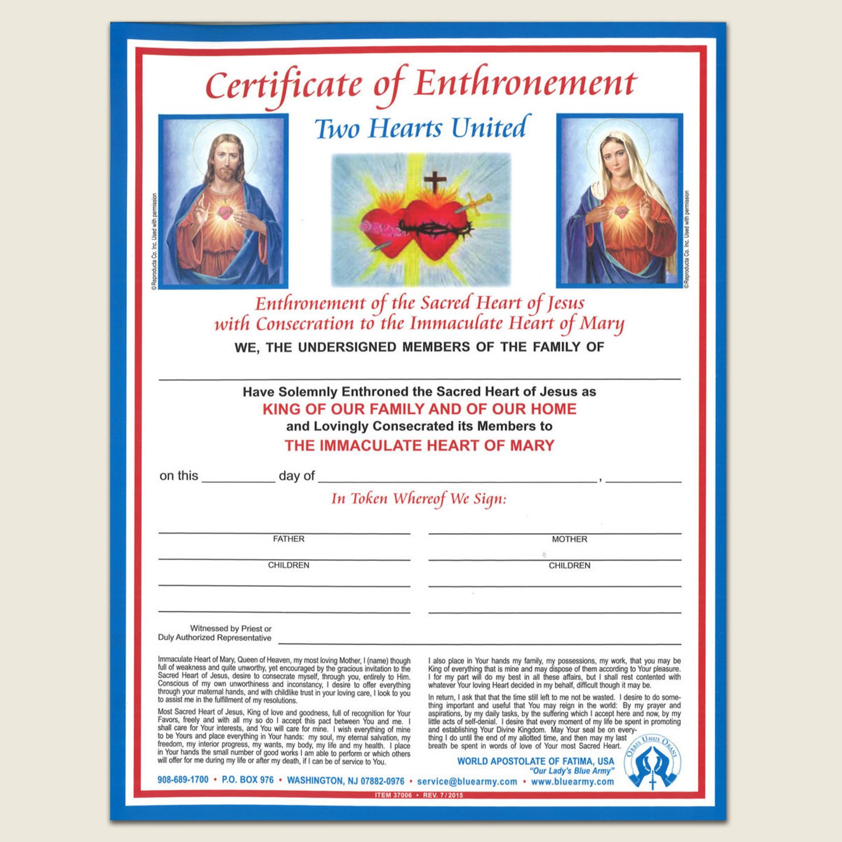 Home Enthronement Certificate