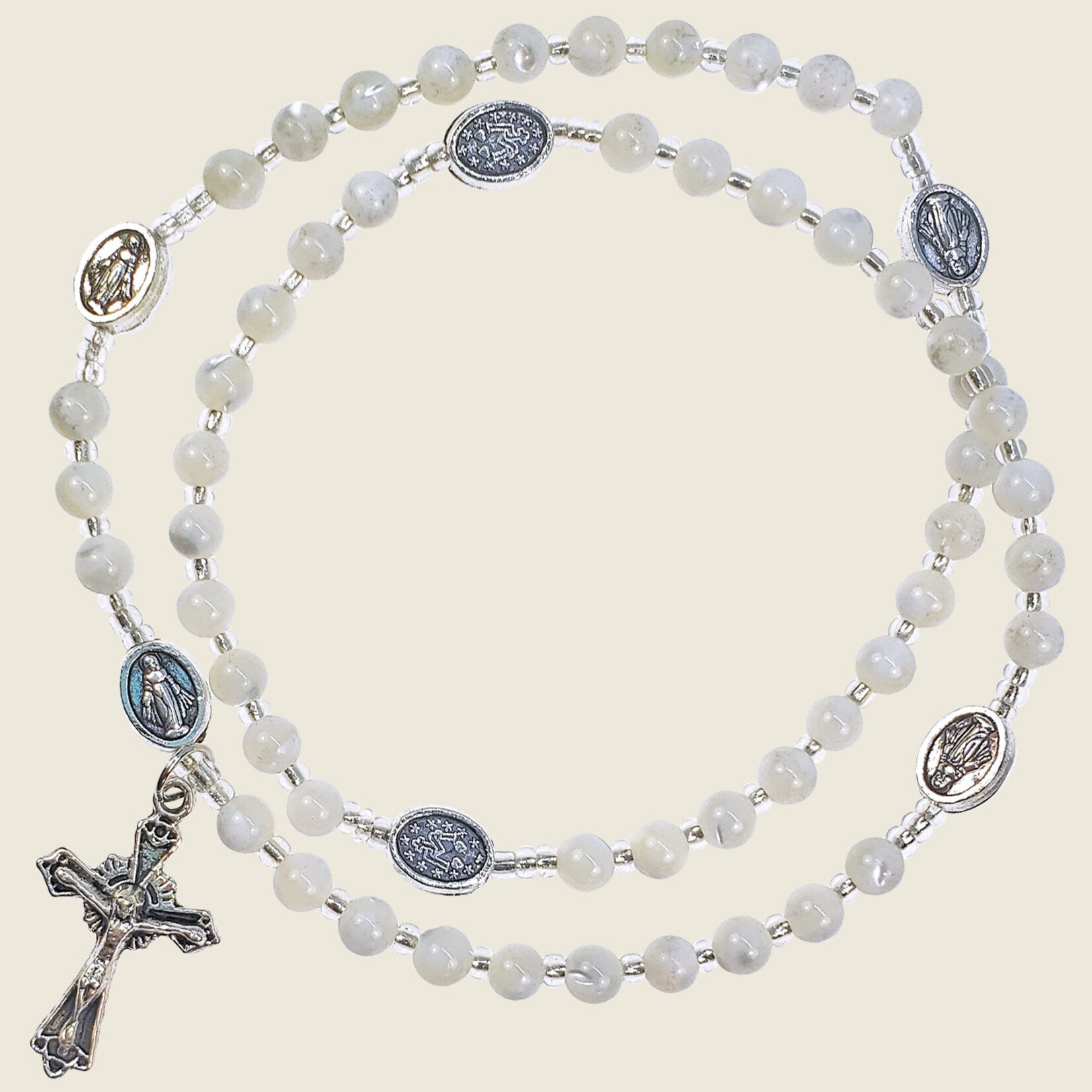 B1001C - Mother of Pearl Twistable Rosary Bracelet