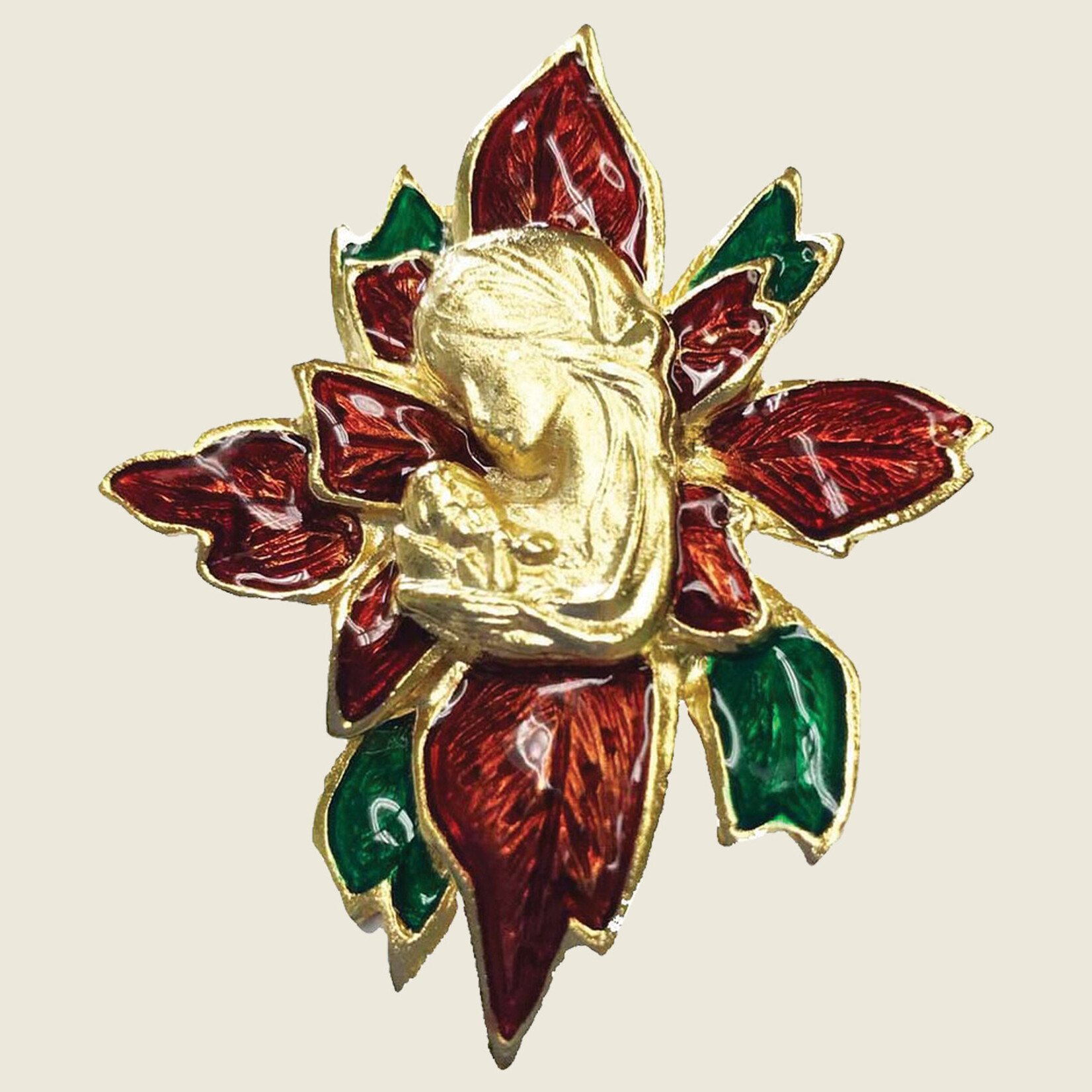 Enameled Poinsettia Pin