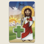 Our Father Child Green Cross Prayer Card