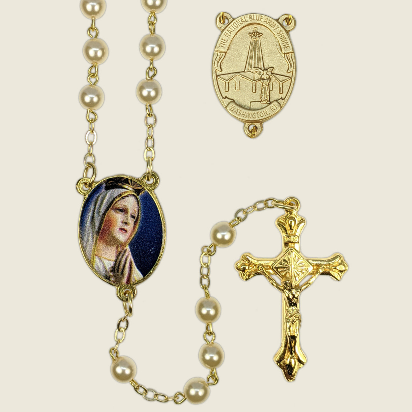 Blue Army Custom Pearl Rosary