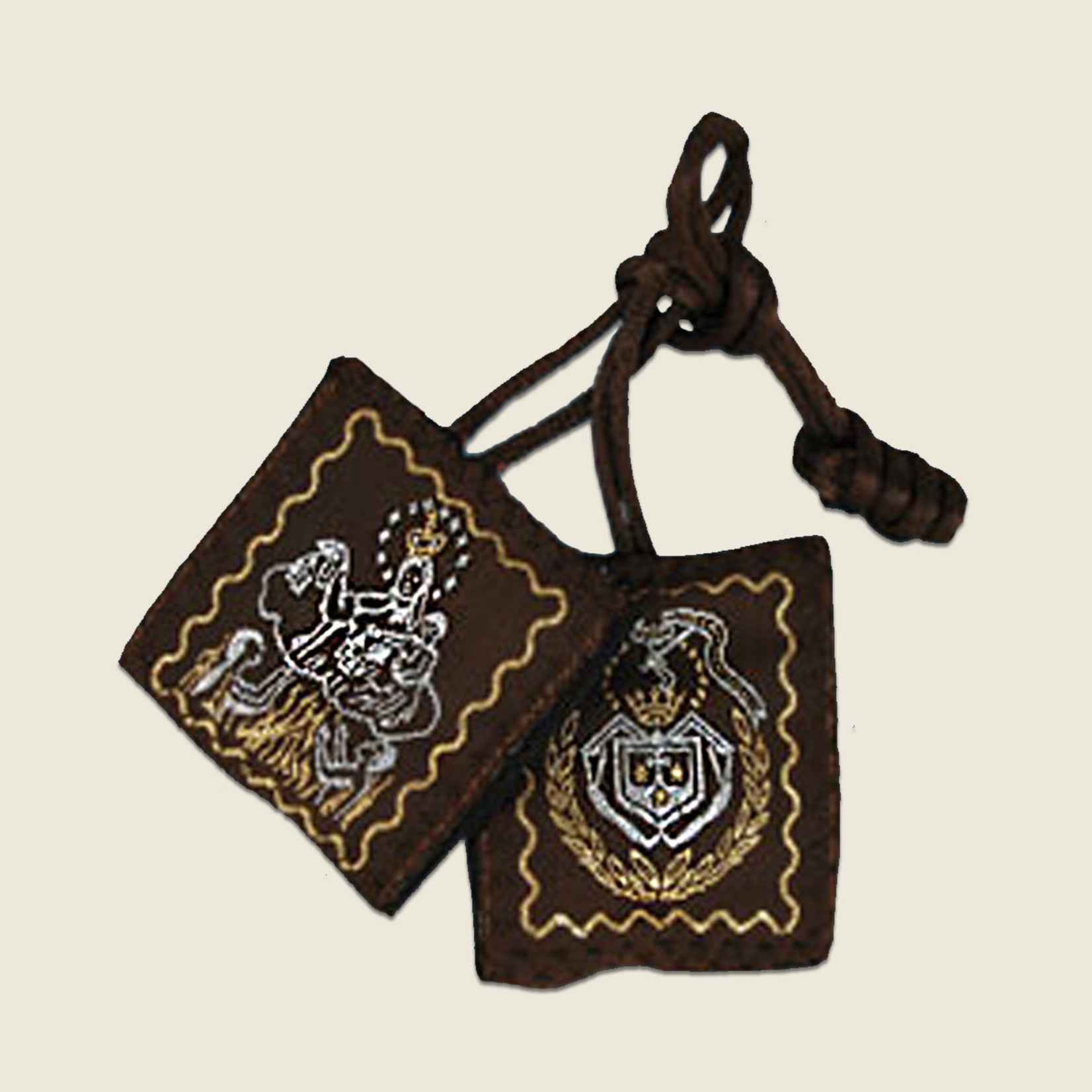 Brown Scapular With Gold Embroidering From Brazil