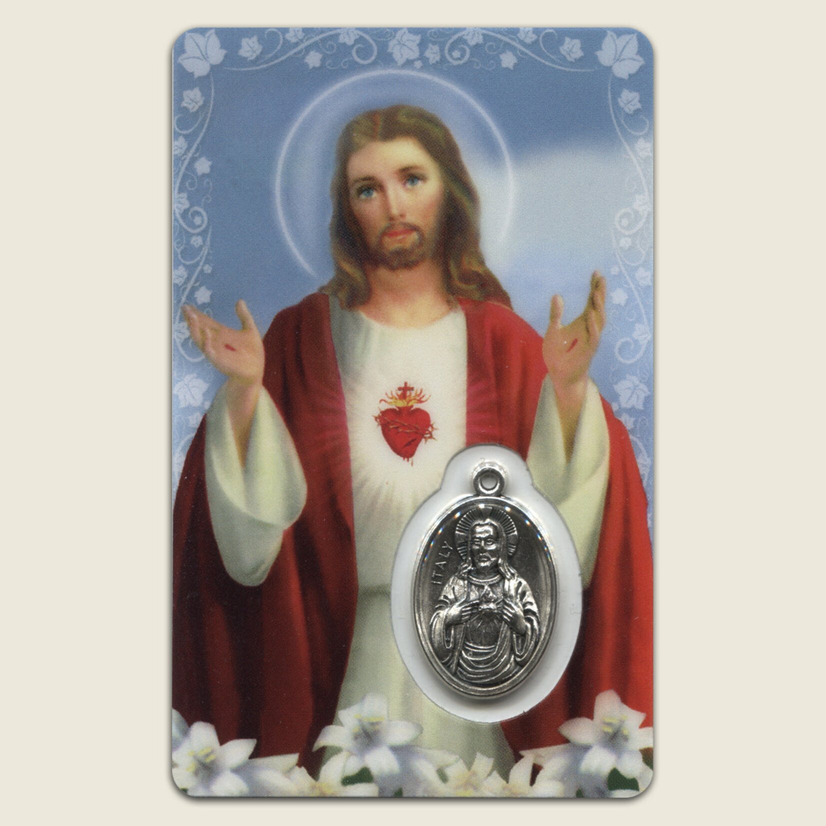 Spanish Sacred Heart Of Jesus Prayer Card
