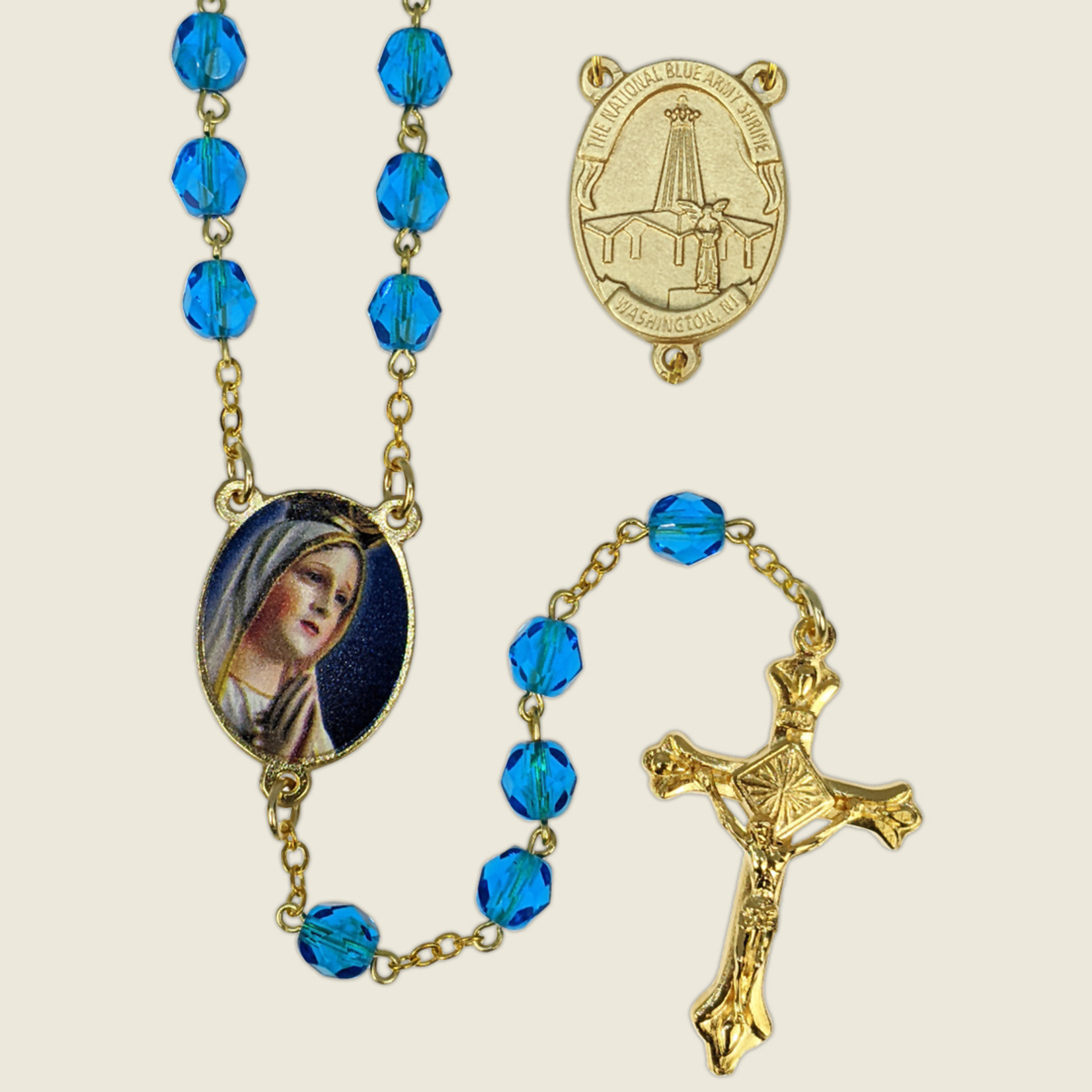 Blue Army Custom Turquoise/Gold Rosary