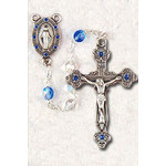 7 mm Blue And Clear Crystal Rosary
