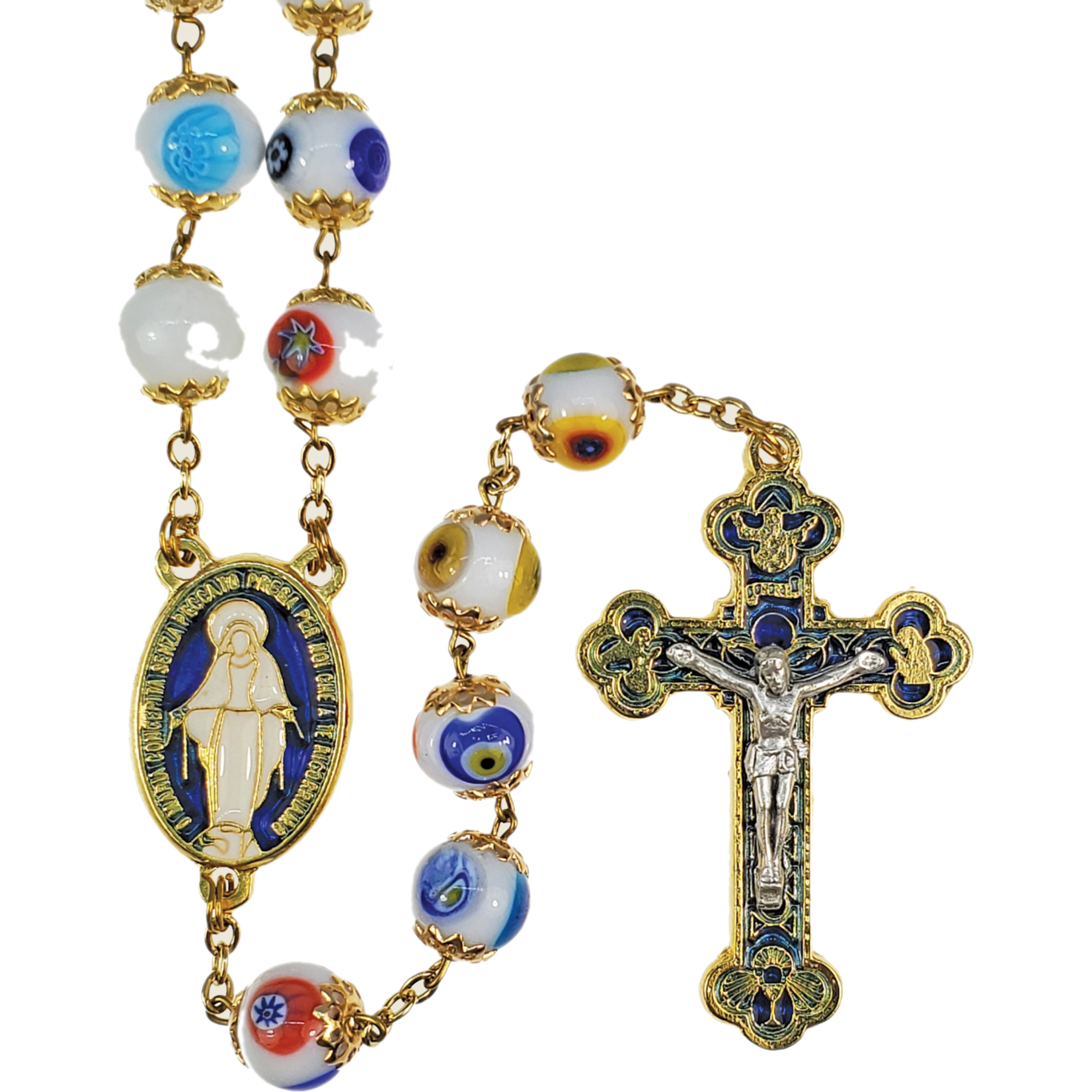 White Murano Glass Rosary