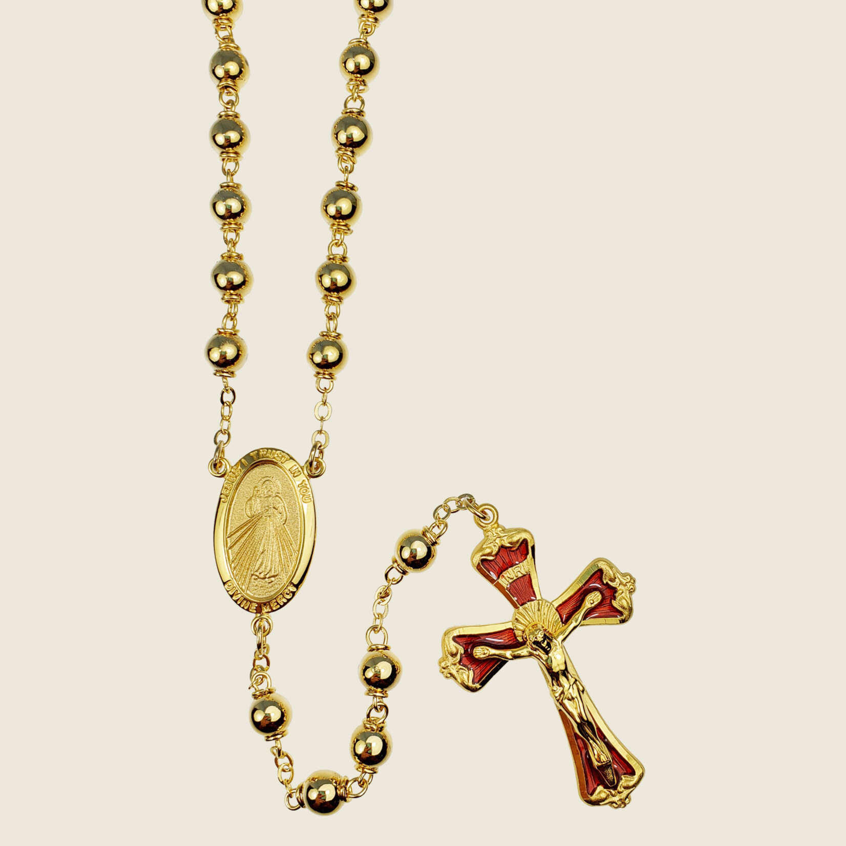 Divine Mercy Gold Over Sterling Silver Rosary
