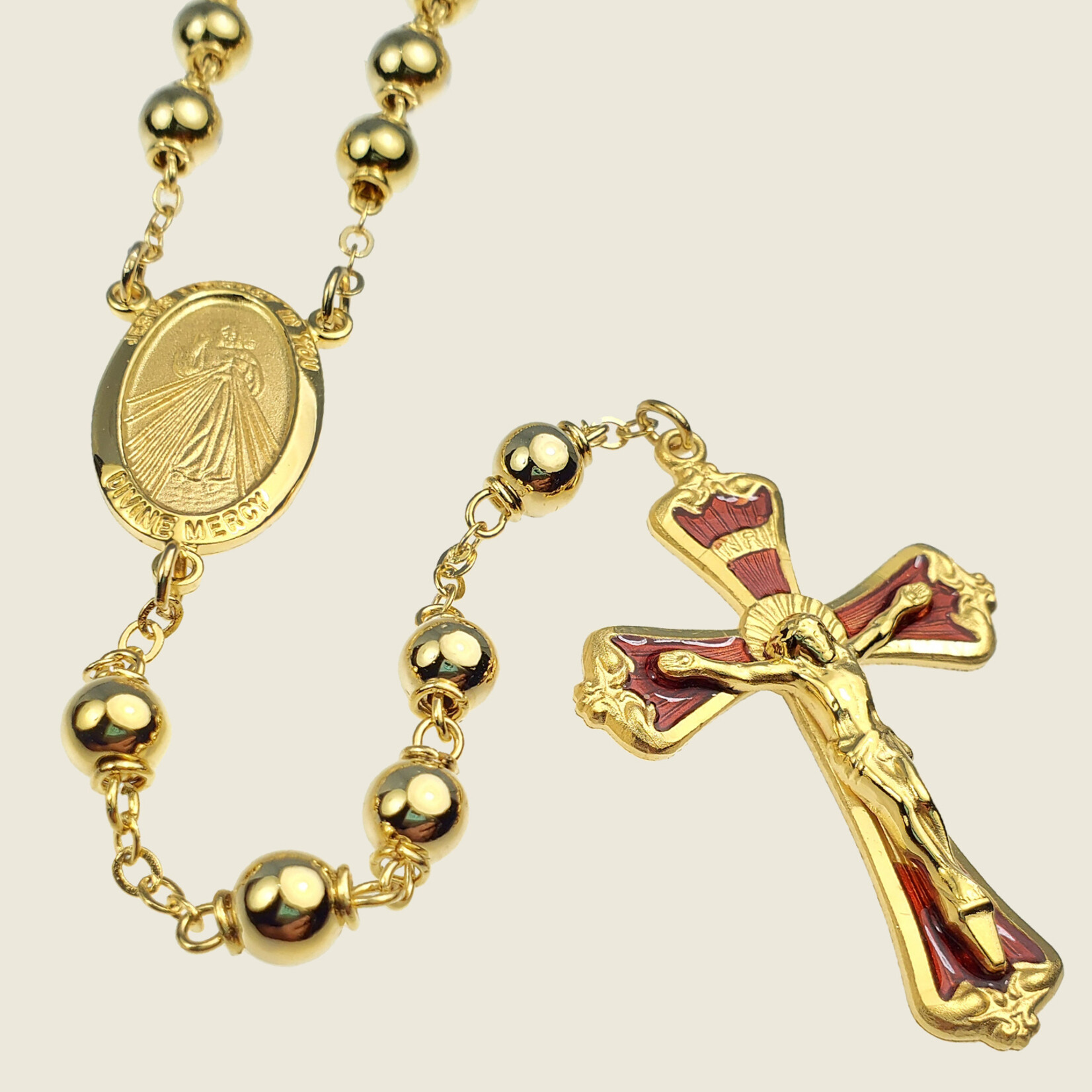 Divine Mercy Gold Over Sterling Silver Rosary