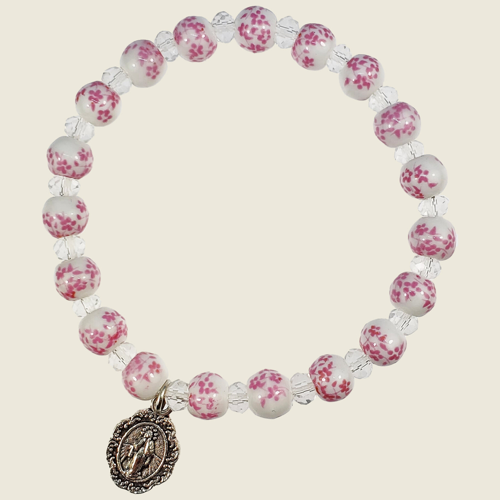 Pink Ceramic Crystal Bracelet