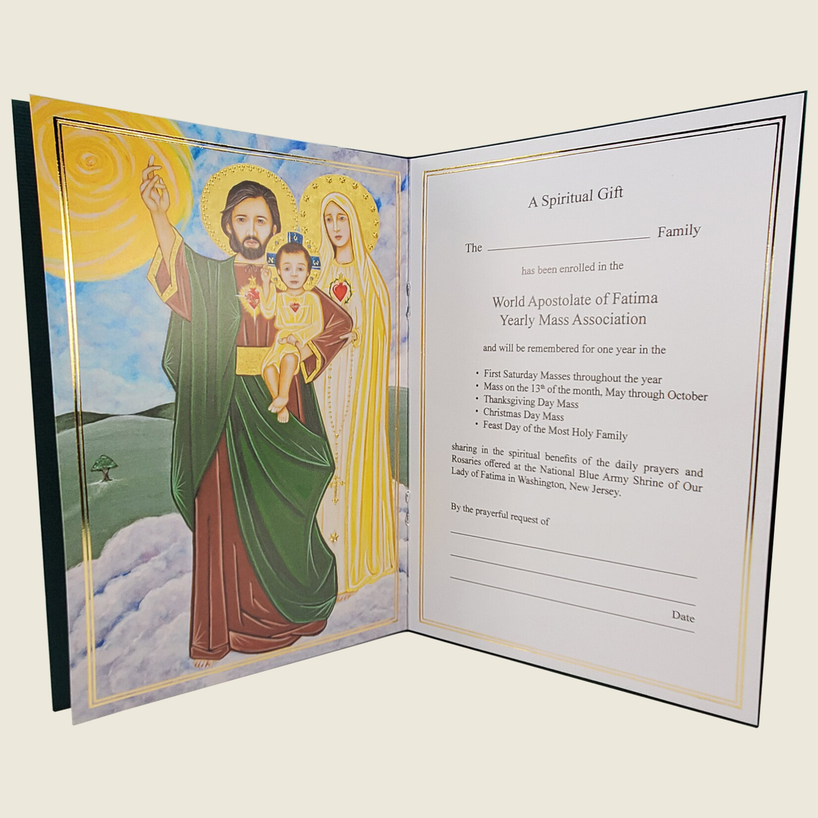 Yearly Mass Card: Holy Family (Green Cover)