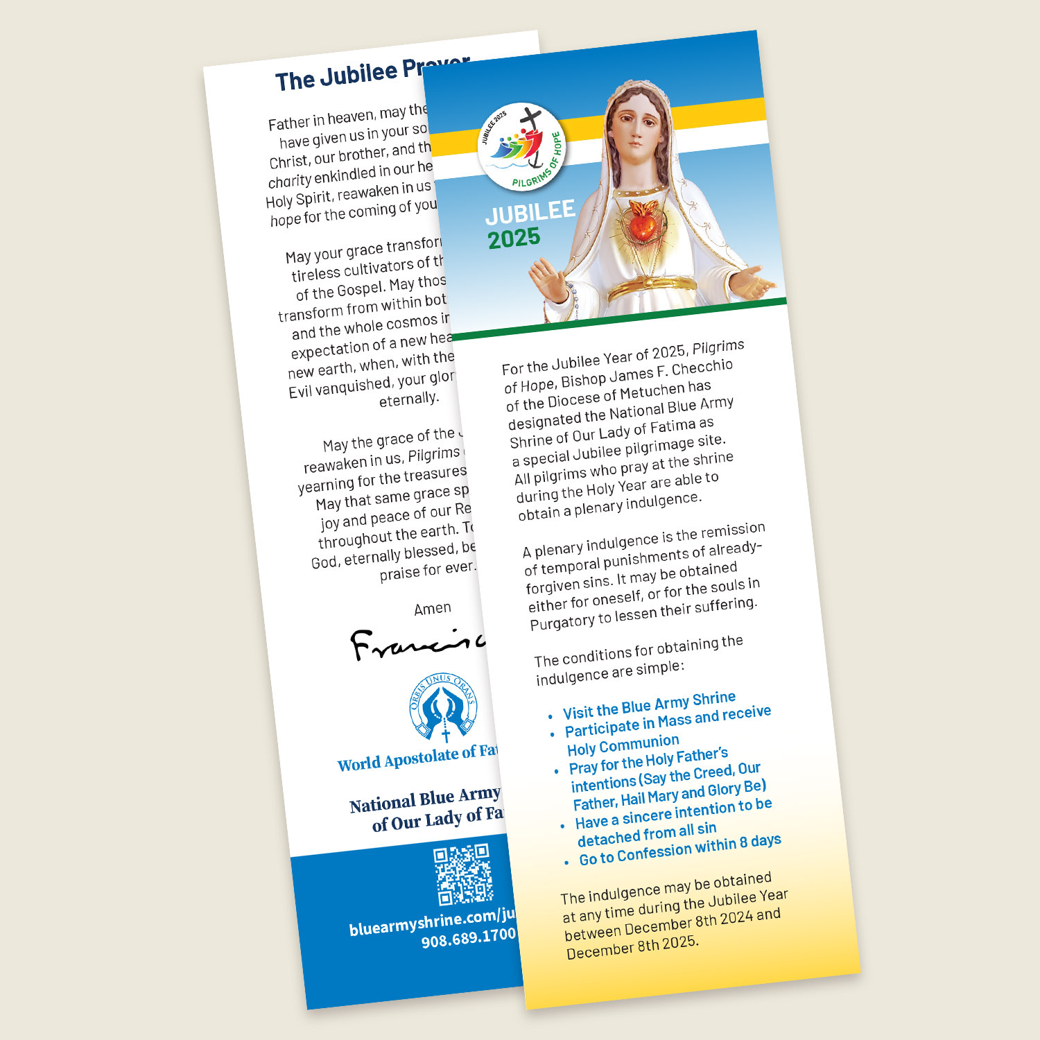 YOH-PC - Year of Hope Jubilee Prayer Card - Fatima Gift Shop