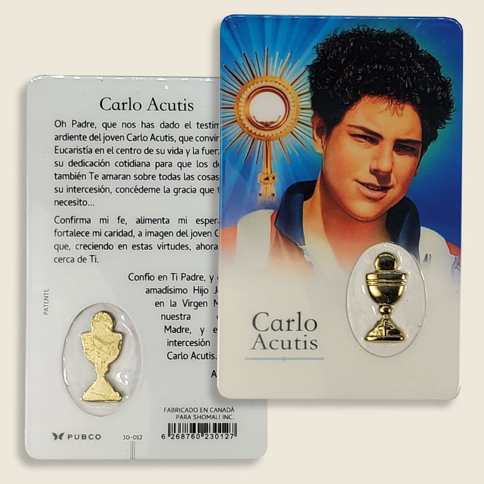 Carlo Acutis Spanish Prayer Card with Medal