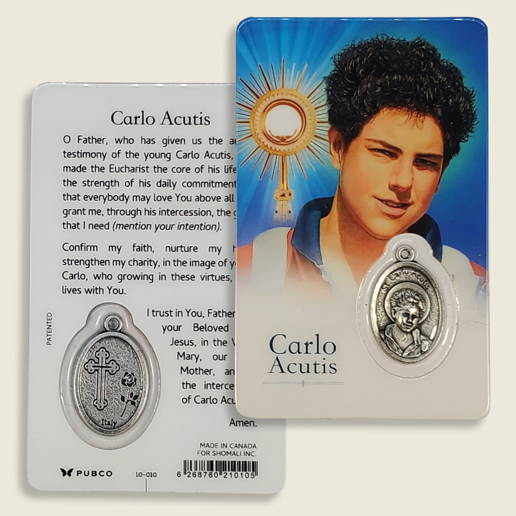 Carlo Acutis Prayer card with Medal