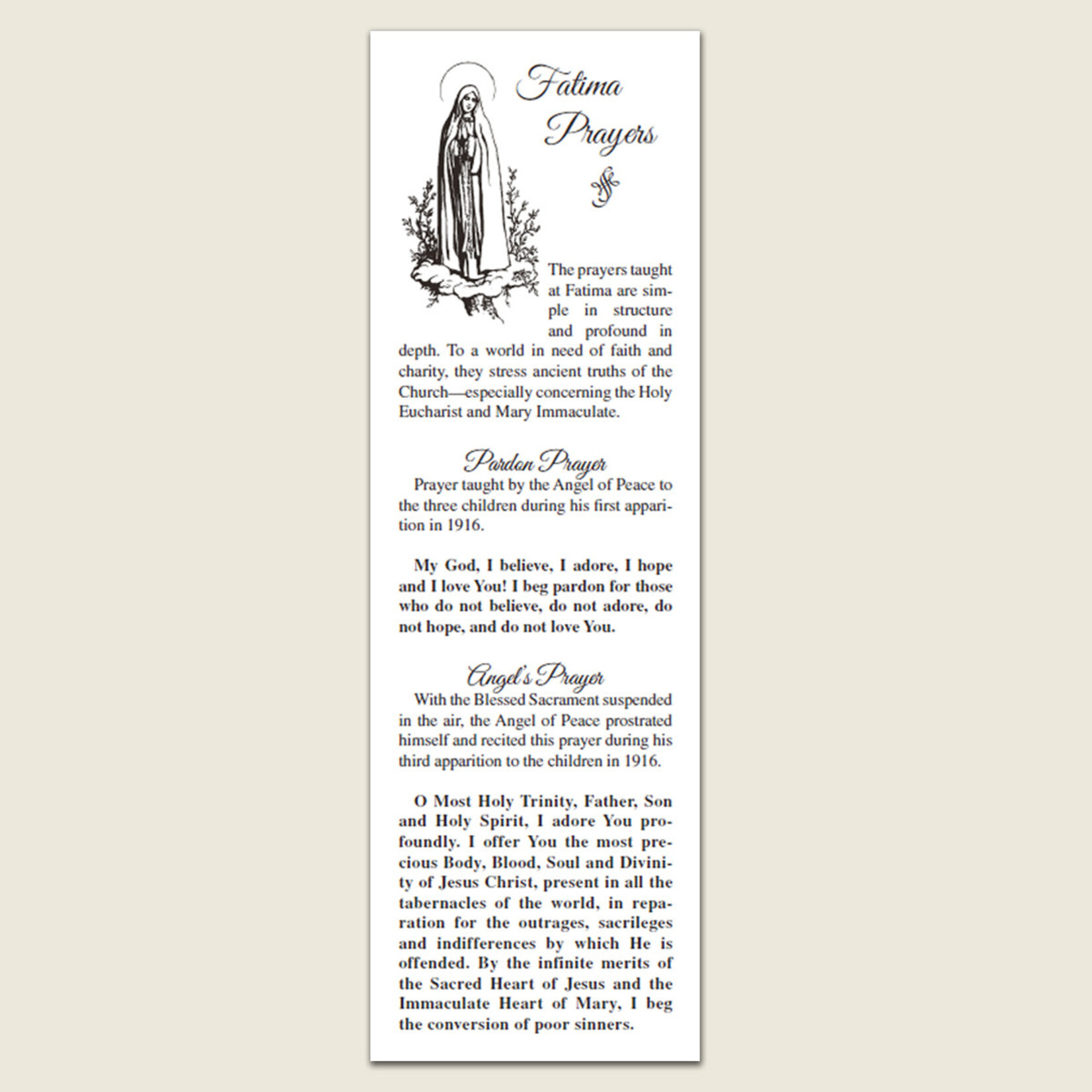 Fatima Prayers bookmark