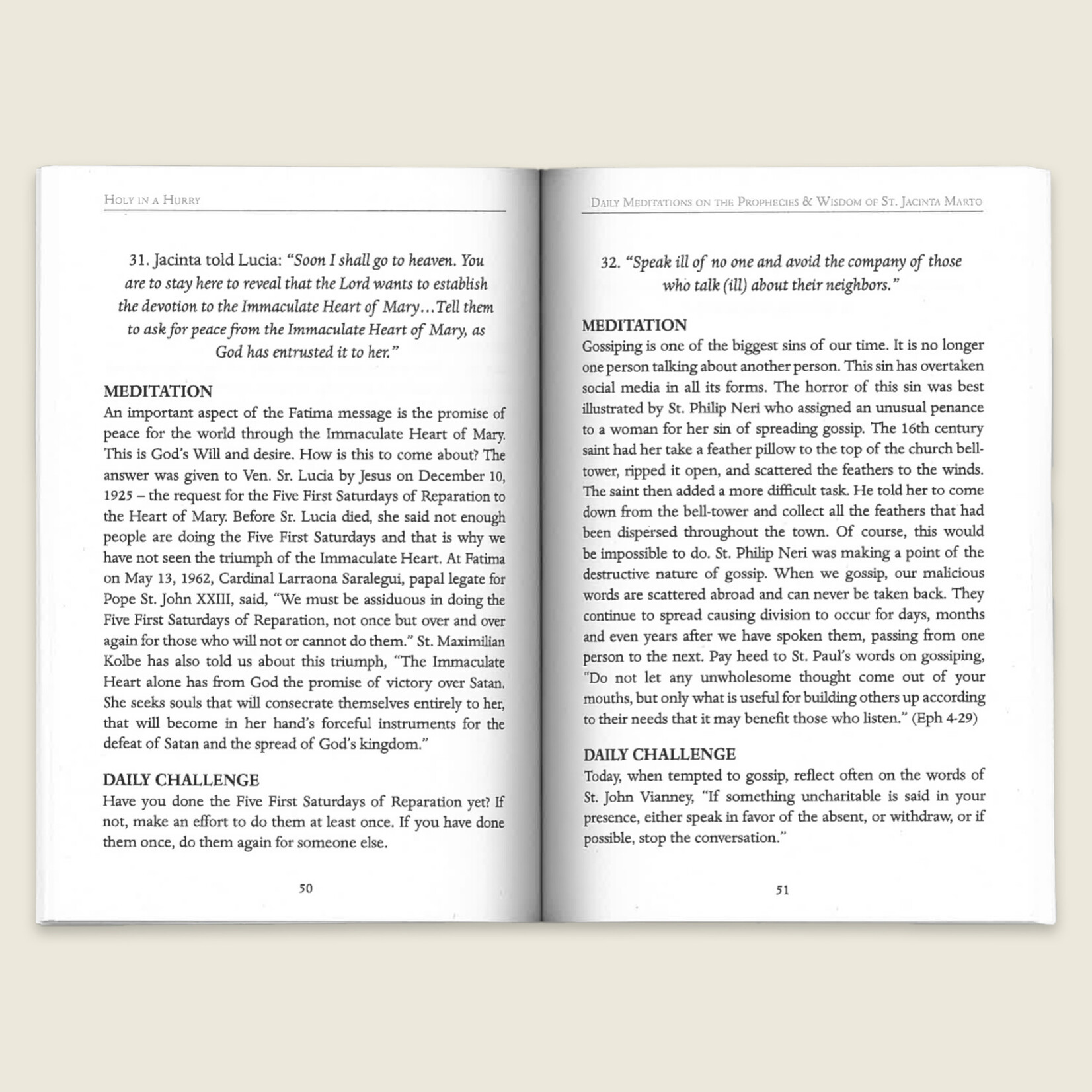 Holy in a Hurry: Daily Meditations on the Prophecies and Wisdom of St. Jacinta Marto of Fatima