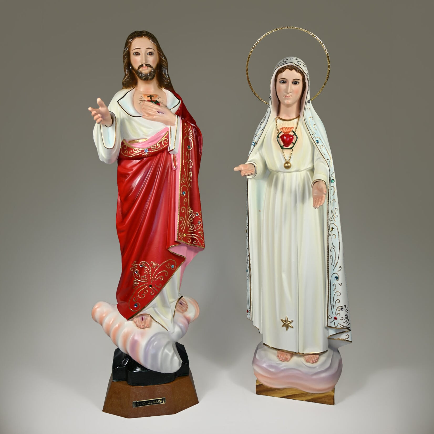 3040 - 17" Sacred Heart and Immaculate Heart Statue Set