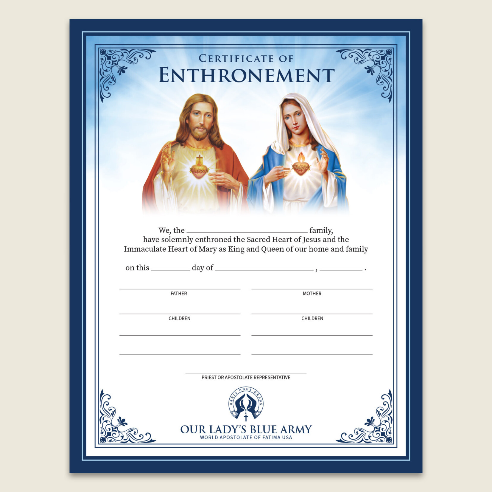 Home Enthronement Certificate