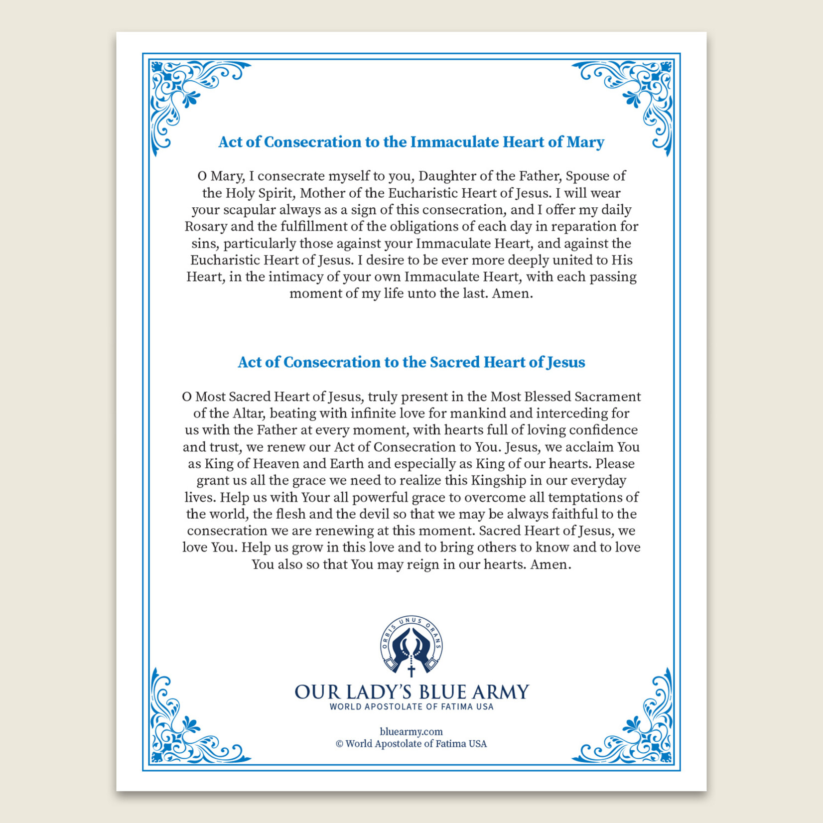 Home Enthronement Certificate