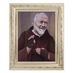863-522 - Silver/Framed Padre Pio Print 8.25x10.25
