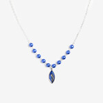 NK501B - Marian Blue Pearl Decade Necklace with Madonna Medal