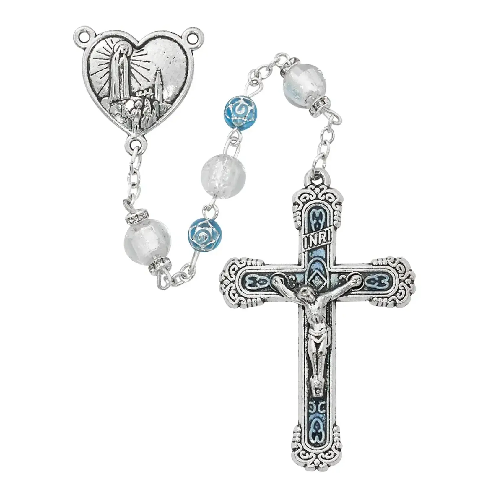 AQUA VENETIAN GLASS FATIMA ROSARY