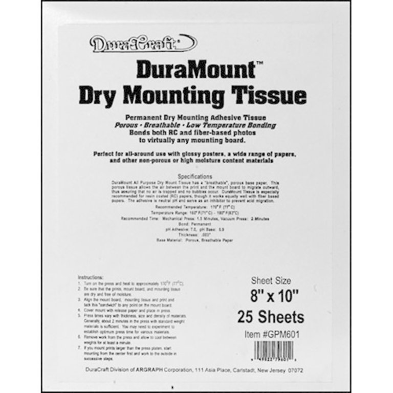 DuraCraft Duramount Dry Mounting Tissue 8"x10" (25 Sheets)