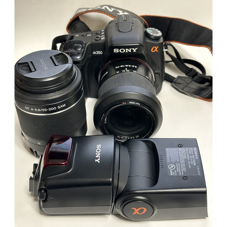 Sony (USED) Sony a350 Kit w/ 18-70 & 50-200 Lenses, Flash, 16GB CF Card, & Sony Bag