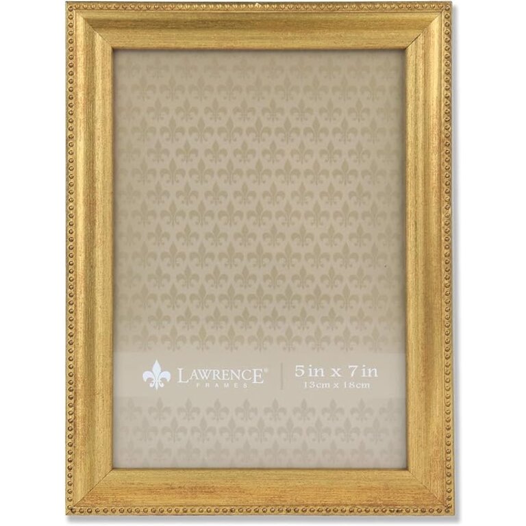 Lawrence Frames Lawrence Frames 5x7 Burnished Gold Picture Frame - Classic Bead Border