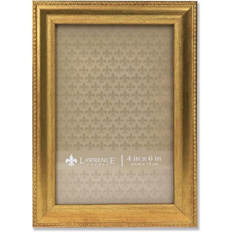 Lawrence Frames Lawrence Frames 4x6 Burnished Gold Picture Frame - Classic Bead Border