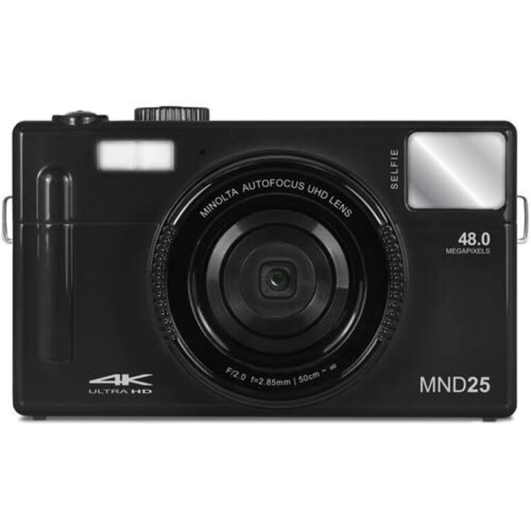 Minolta MINOLTA® MND25 48 MP Autofocus / 4K Ultra HD Camera w/Selfie Mirror (Black)