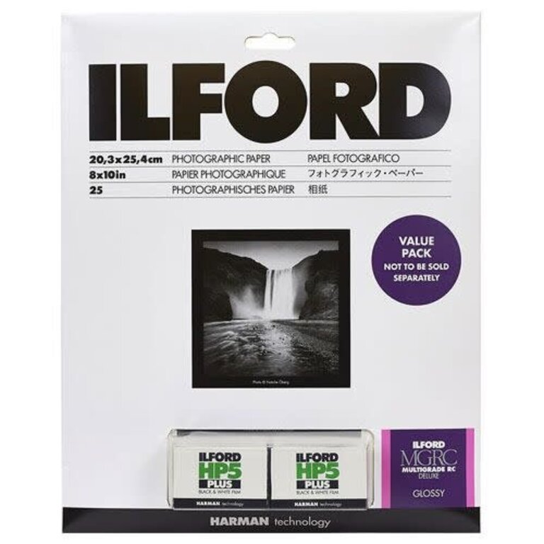 Ilford ILFORD Multigrade 5 RC Deluxe Glossy (8x10") (25 sheets) and 2x Rolls of HP5 Plus Film Value Pack