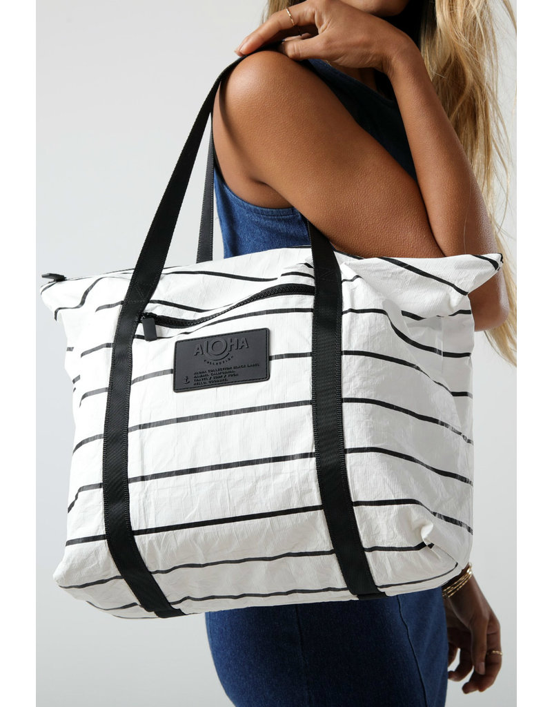 Aloha Collection Pinstripe Zipper Tote