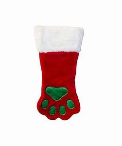 XMAS Stocking Red, Green Paw 15.5"