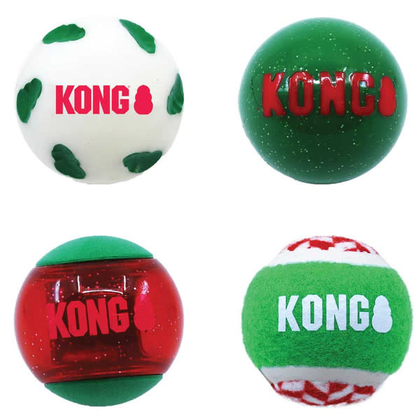 Kong Holiday Xmas Occasions Balls Medium 4 pack