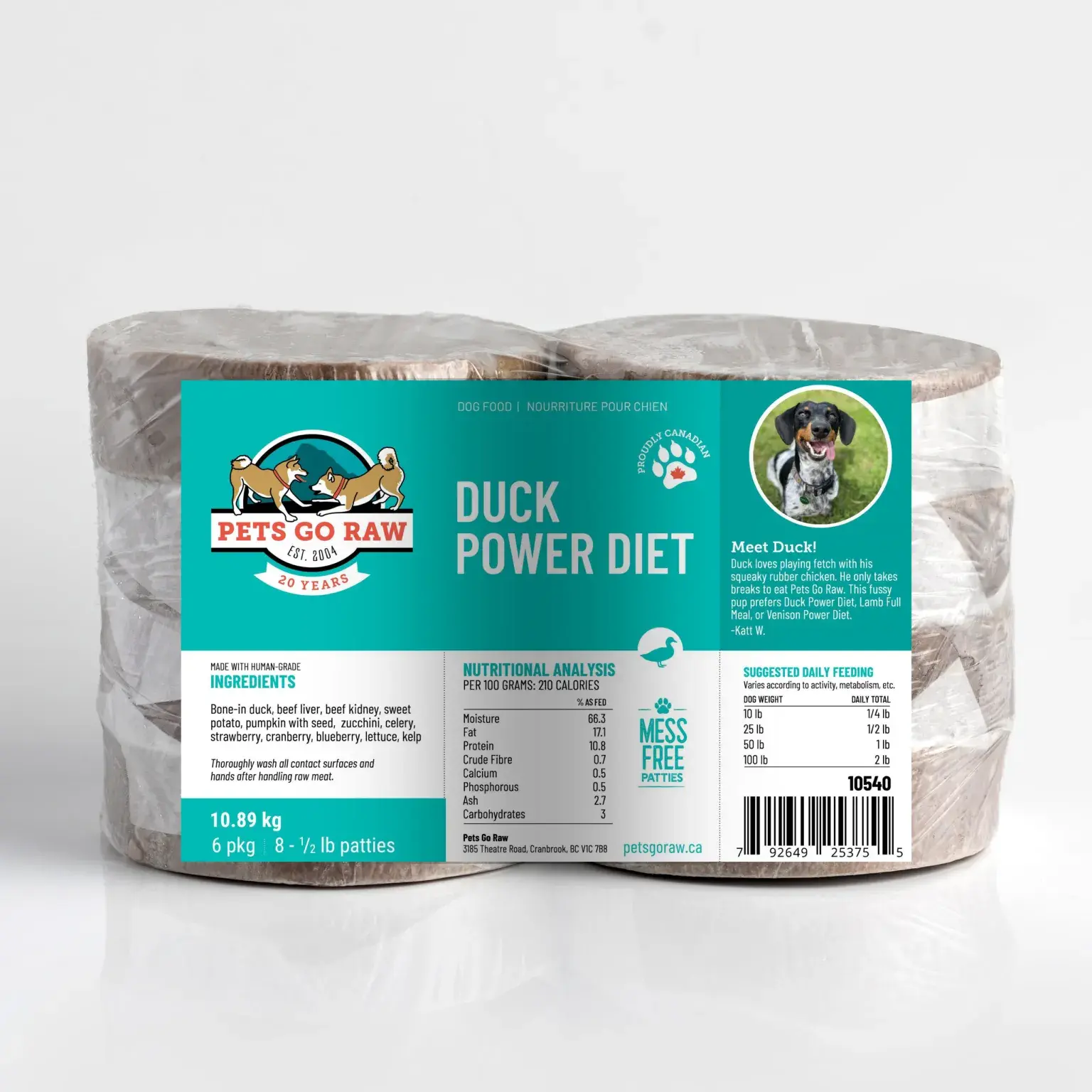.5lb Duck Power Diet Full Meal Patties