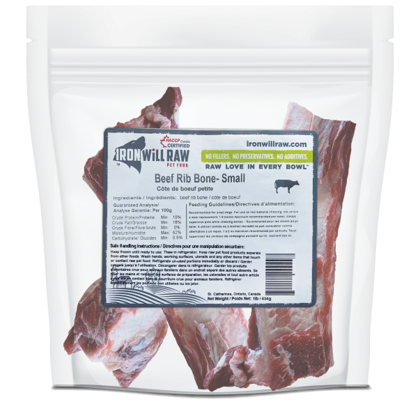 Iron Will Raw  Dog Beef Rib Bone SM 1LB