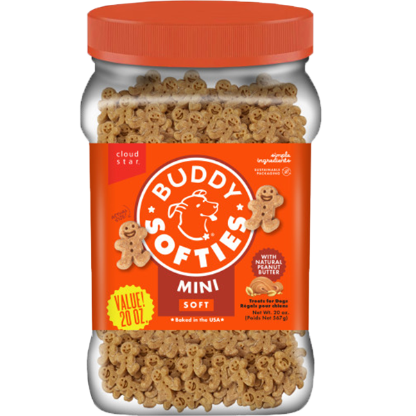 Buddy Biscuits Dog Soft & Chewy Peanut Butter Treat Jar 20oz