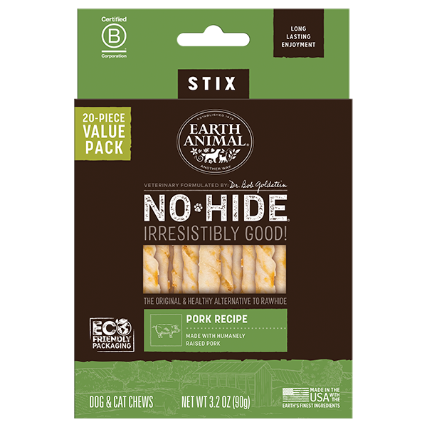 Earth Animal Dog/Cat NoHide Stix Pork 20pk